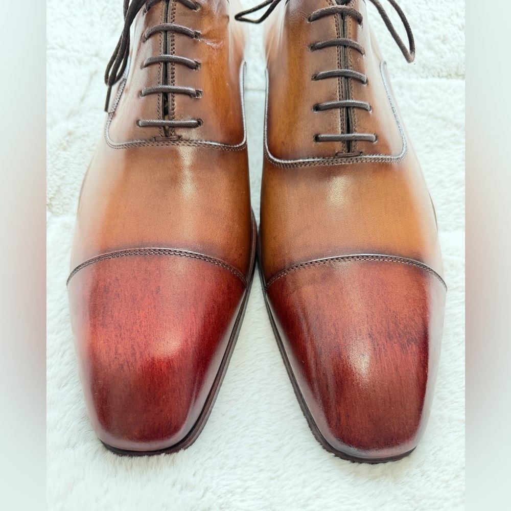 Magnanni Brown to Oxblood Gradient Cap-Toe Oxfords